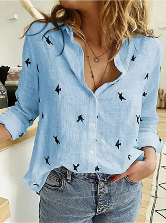 Herbstliche Vintage Bluse aus Leinenmix – Clara