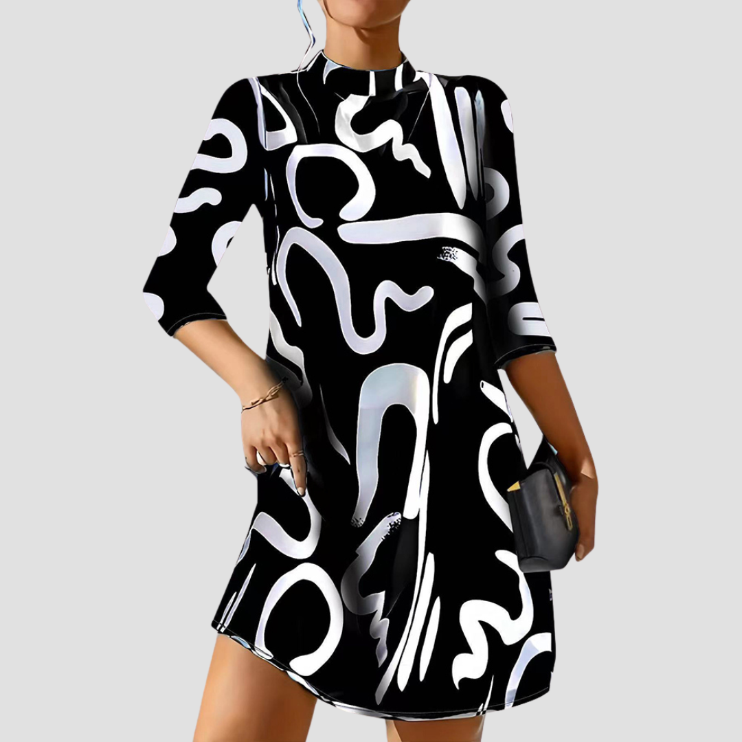 Minikleid mit langen Ärmeln & Rundhalsausschnitt – Elanora