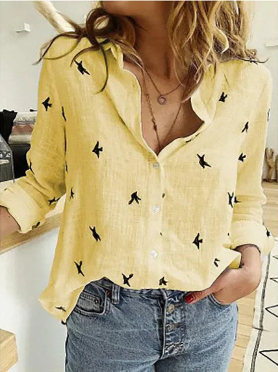 Herbstliche Vintage Bluse aus Leinenmix – Clara