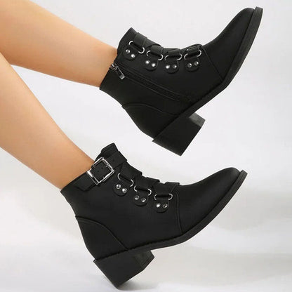 Damen Stiefeletten mit Blockabsatz im Vintage Look – Yolisa