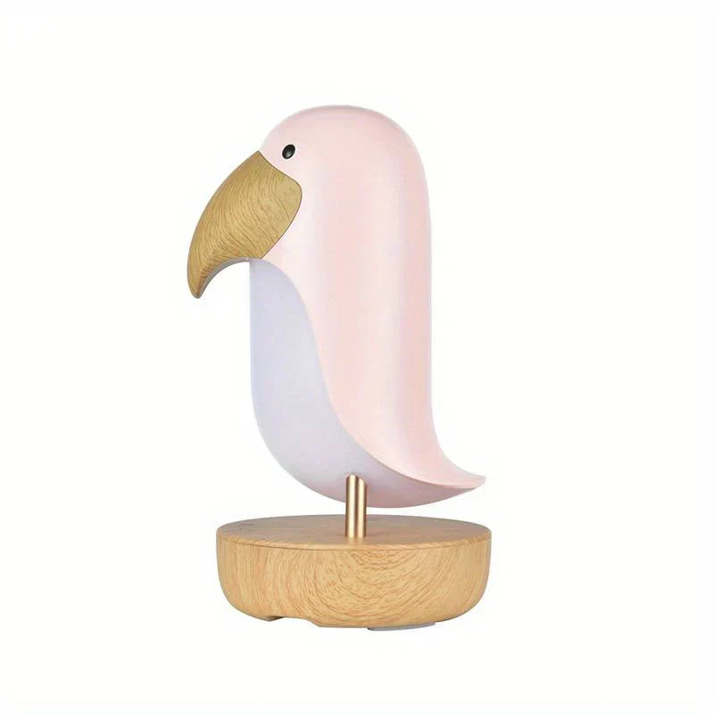 Rosa Papagei-Tischlampe aus Holz, modernes Design, dekorative Beleuchtung für Kinderzimmer.