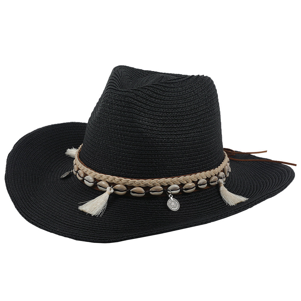 Leichter Sommerhut mit Muscheln und Quasten – Jasmine