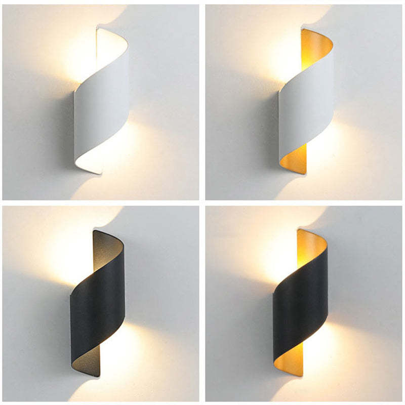 Moderne LED-Wandleuchte, schwarz und weiß, spiralförmig, Innenbeleuchtung, energiesparend.