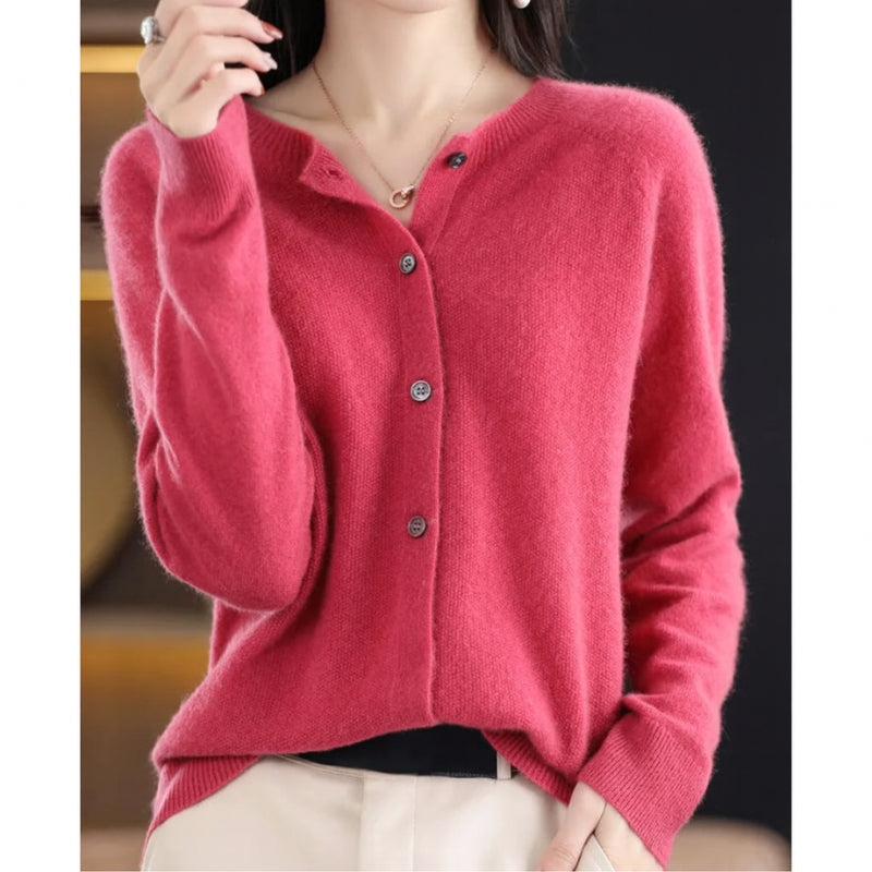 Damen Rundhals-Cardigan – Amalia Herbstzauber