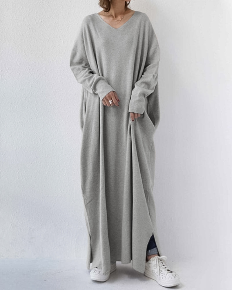Herbstliches Maxikleid aus Baumwoll-Leinen-Mix – Sorella