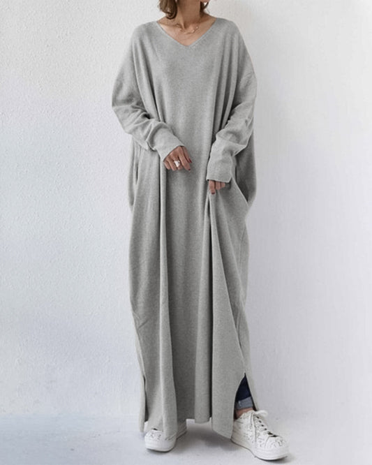 Herbstliches Maxikleid aus Baumwoll-Leinen-Mix – Sorella