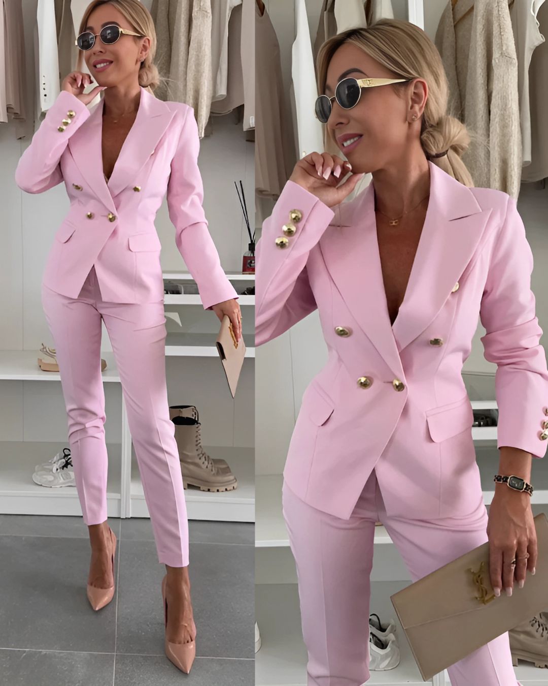 Zweiteiliges Damen Slim-Fit-Set für moderne Business-Looks – Herbstedition Valentina