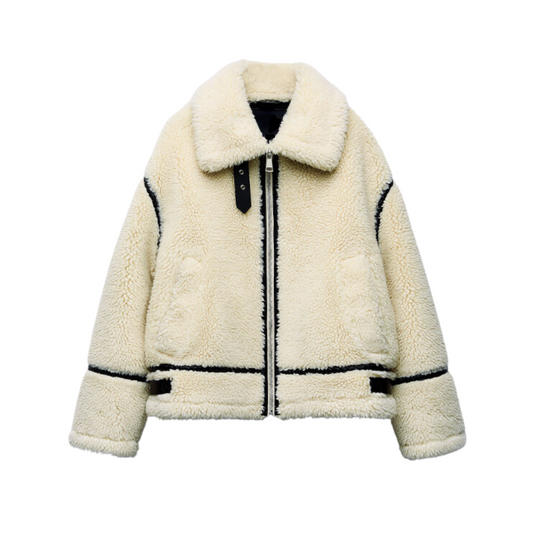 Teddy-Pilotenjacke – Dilara | Winterlich, Kuschelig, Oversized & Stilvoll!
