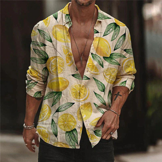 Sommerhemd mit Zitronenprint für Herren – Matteo