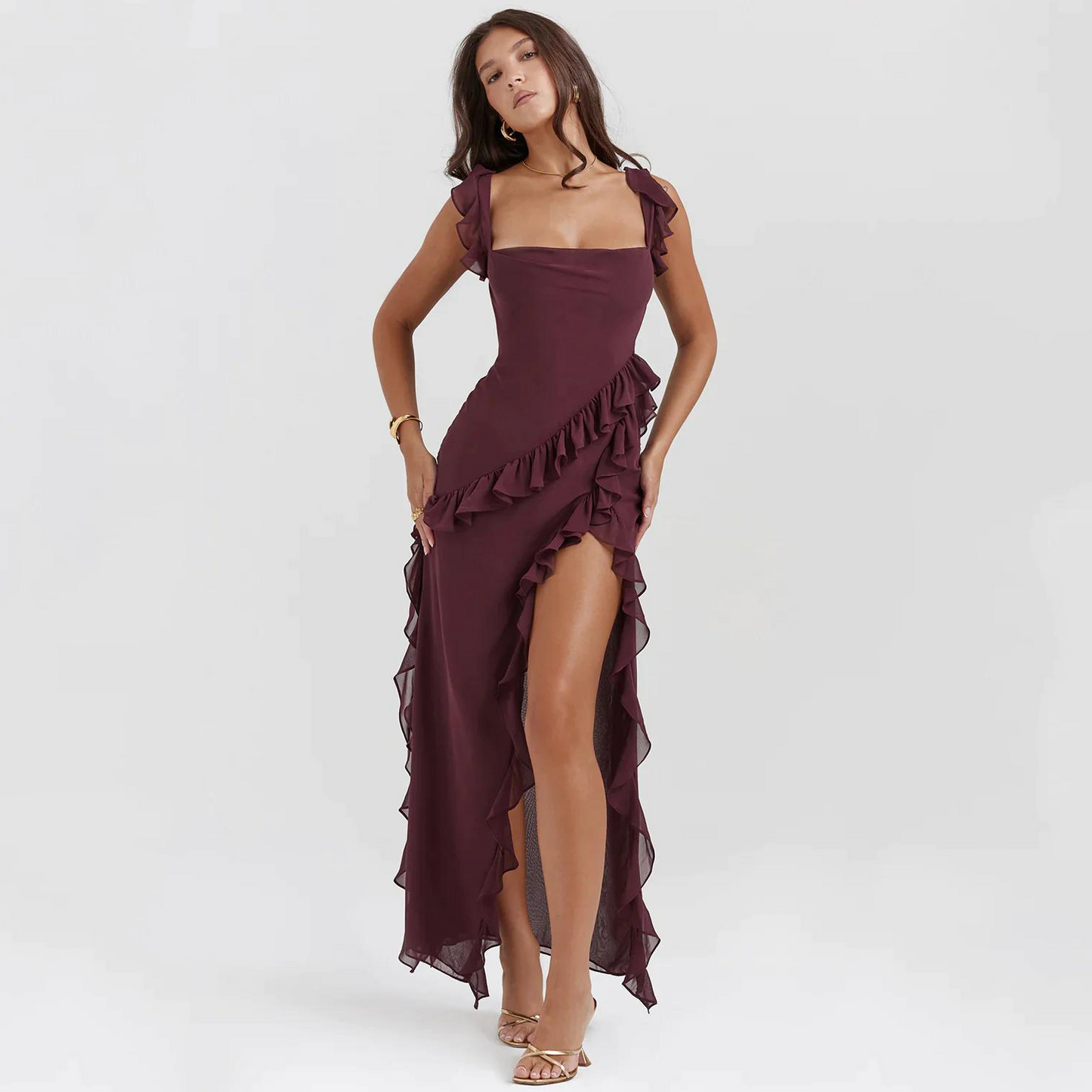 Trendiges Maxikleid mit Rüschen & Chiffon für den Sommer – Amira