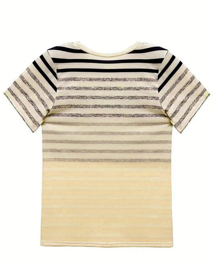 Gestreiftes Damen T-Shirt mit Rundhalsausschnitt & Farbverlauf – Melia