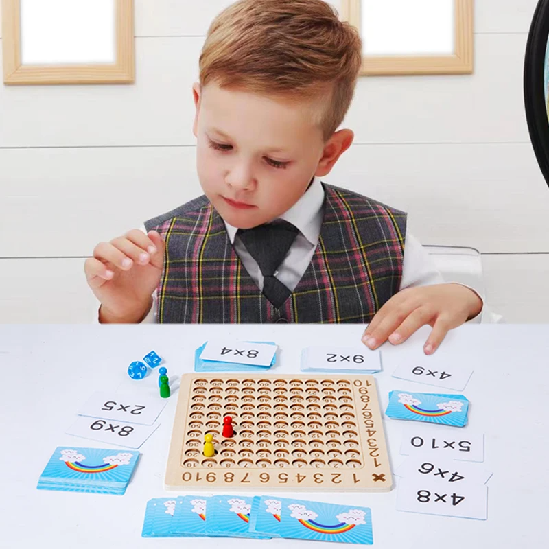 Multiplikationsspiel aus Holz für Kinder mit Lernkarten – Maximo