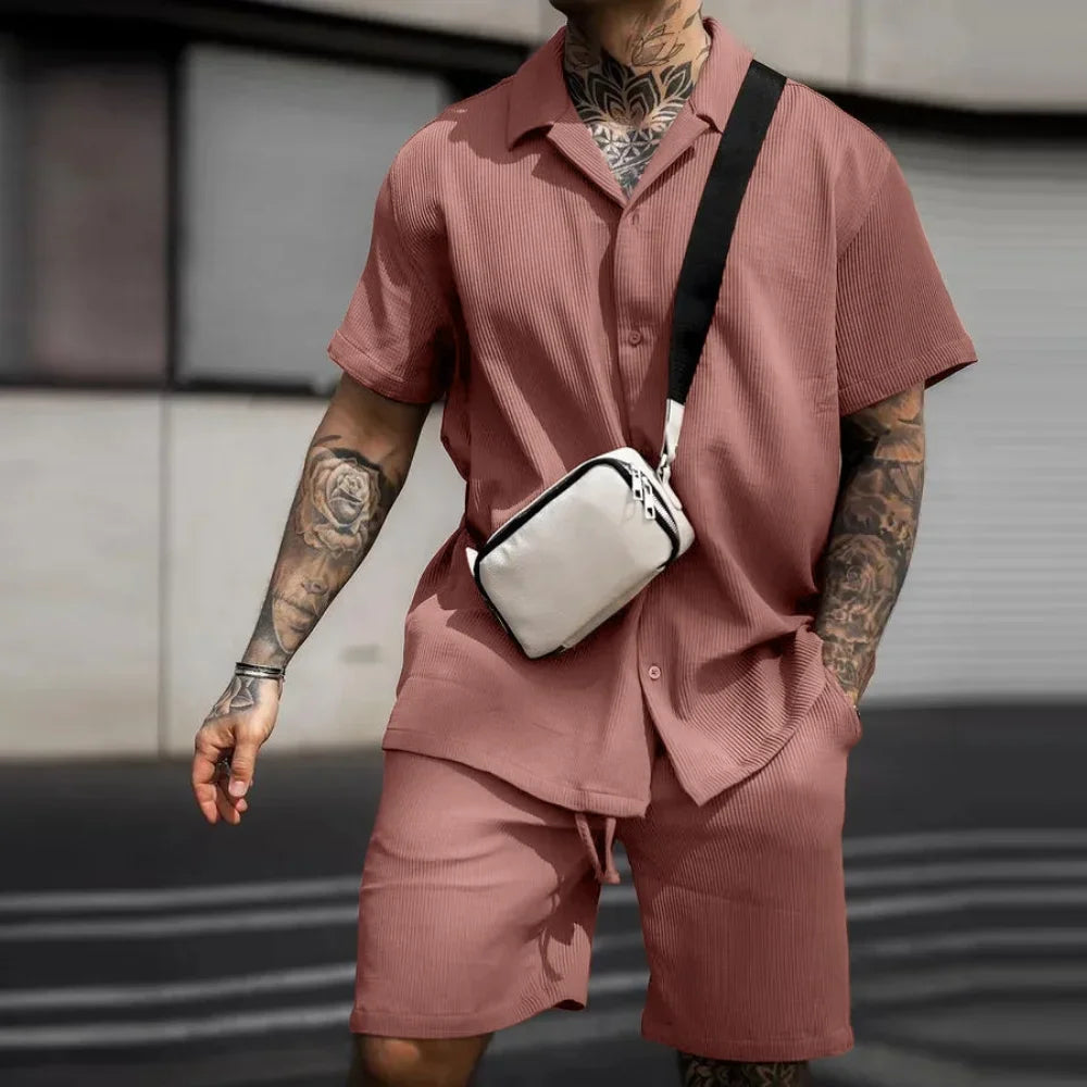 Zweiteiliges Sommer-Set für Herren mit Hemd und Shorts – Milan