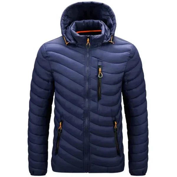 Herren Daunenjacke wasserabweisend mit abnehmbarer Kapuze – Alaric