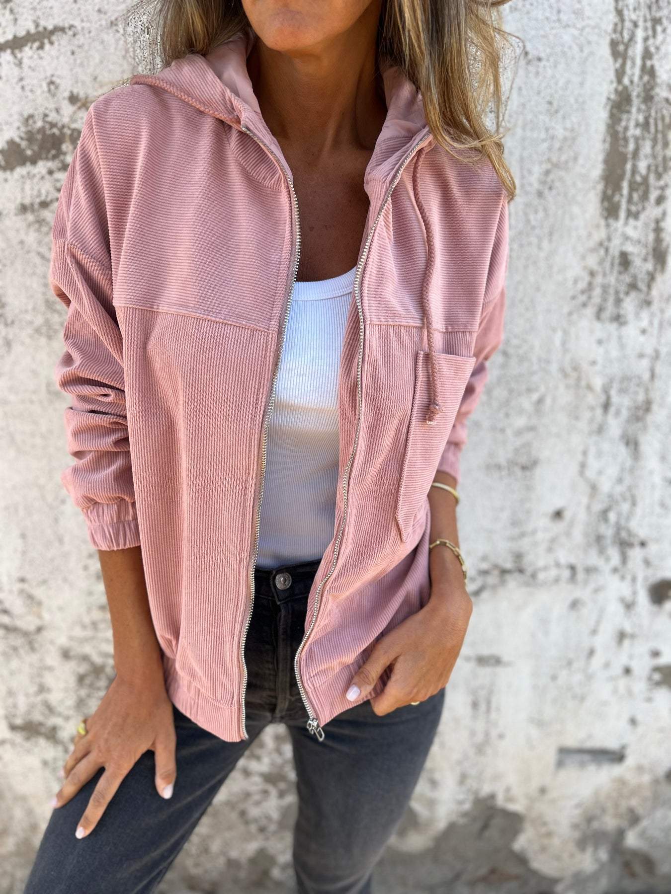 Damen Herbst-Freizeitjacke mit Kapuze und Reißverschluss – Liana