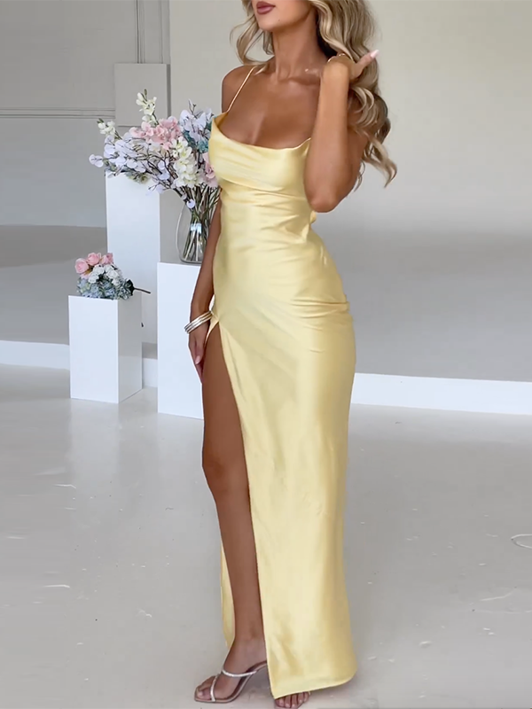 Einfache Maxi-Kleid mit Seitenschlitzen – Nayla