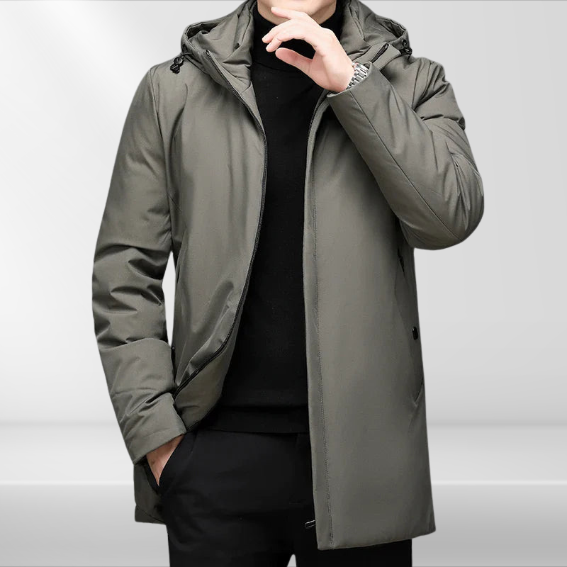 Klassische Herren Kapuzenjacke mit Entendaunenfüllung – Matteo