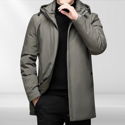 Klassische Herren Kapuzenjacke mit Entendaunenfüllung – Matteo