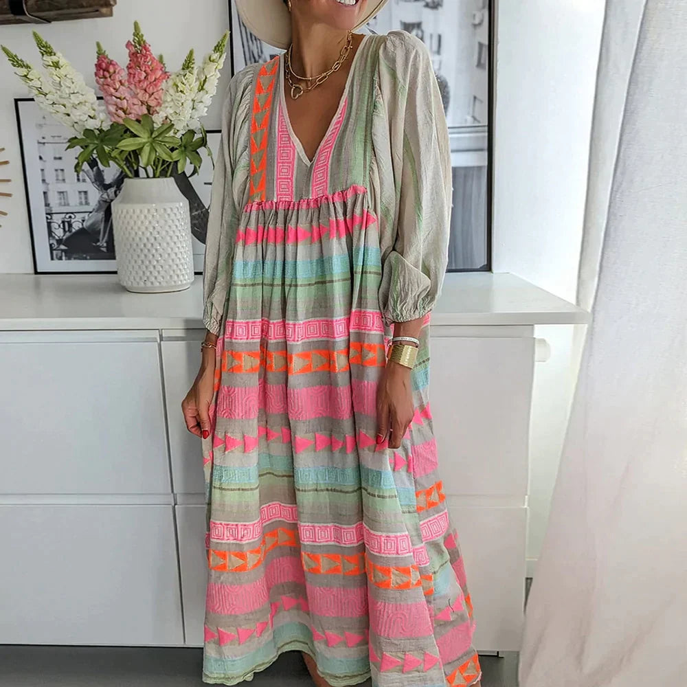 Herbstliches Maxikleid mit Farbverlauf – Solenne