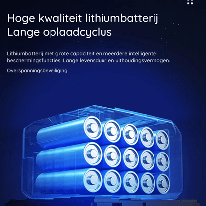 Infografik zum wiederaufladbaren Akku der Wellenwürfel-LED-Tischlampe
