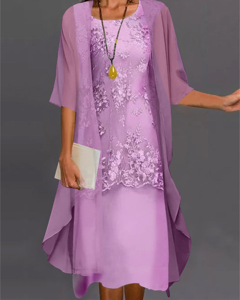 Elegantes Zweiteiliges Chiffonkleid – Viviana Herbstzauber