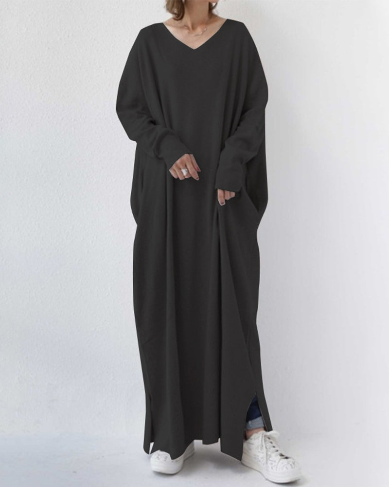 Herbstliches Maxikleid aus Baumwoll-Leinen-Mix – Sorella
