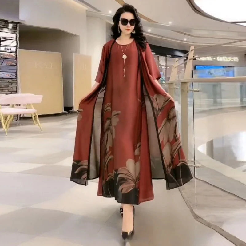 Maxikleid mit geradem Schnitt und langen Ärmeln – Yara