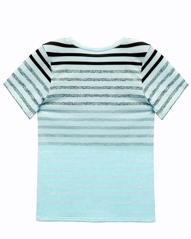 Gestreiftes Damen T-Shirt mit Rundhalsausschnitt & Farbverlauf – Melia