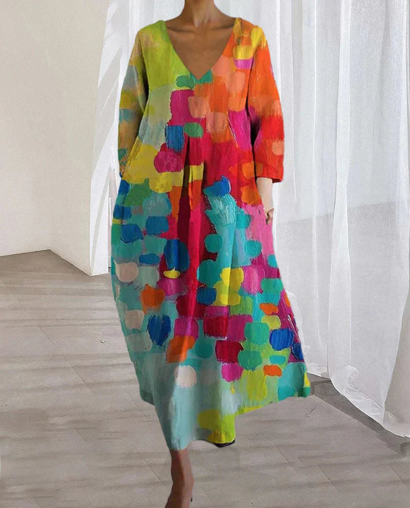 Herbstliches Bunt Bedrucktes Kleid - Yara