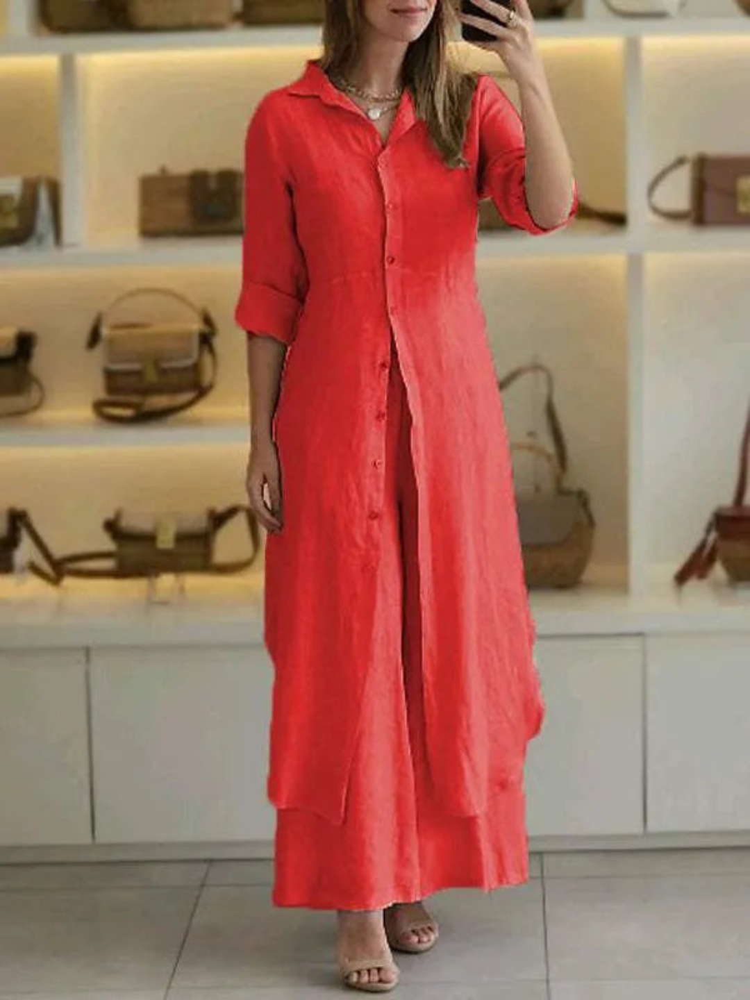 Zweiteiliges Damen Herbst Set aus Leinen – Amaya