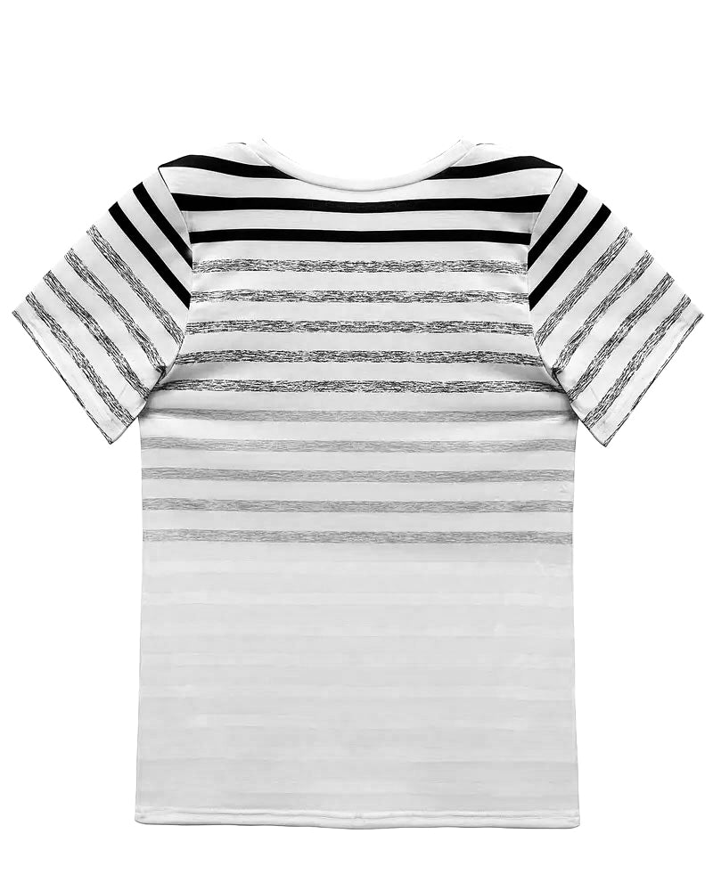Gestreiftes Damen T-Shirt mit Rundhalsausschnitt & Farbverlauf – Melia