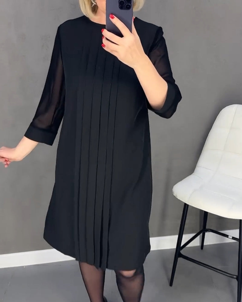 Elegantes Herbst-Shiftkleid mit Mesh-Details – Gabrielle