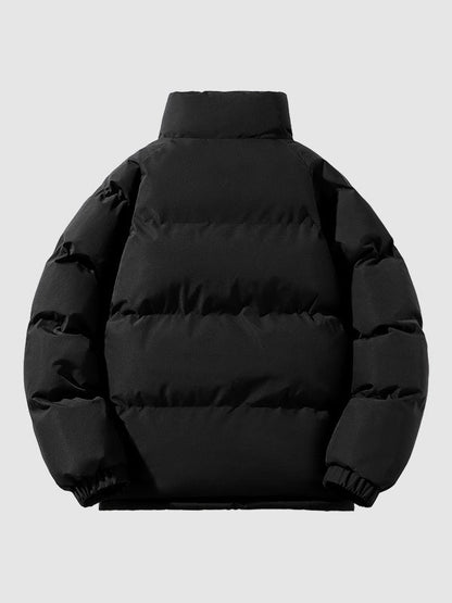 Schwarze Daunenjacke, Wintermantel, warm, gesteppt, Unisex, modisch, isoliert, Outdoor-Bekleidung.