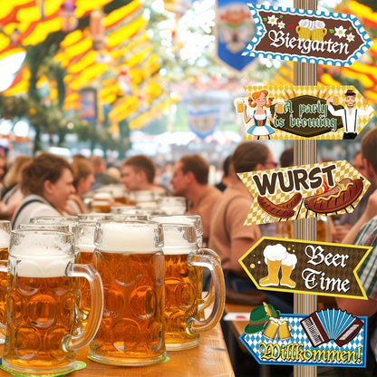 Oktoberfest Party-Dekoschilder 3 Sets (je 10 Stück) – WiesnSchilderSet Oktoberfest 2026