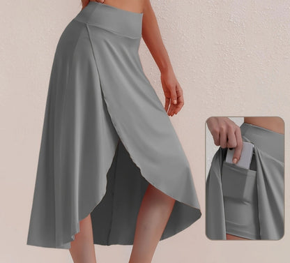 Herbstlich sportlicher Rock mit hoher Taille und asymmetrischem Schnitt – Alexia