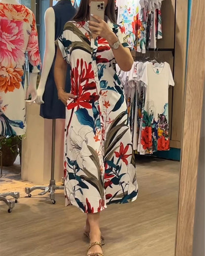 Trendiges Sommerkleid mit Print & Hemdkragen – Flora