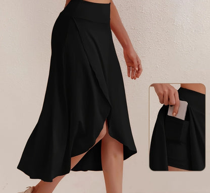 Herbstlich sportlicher Rock mit hoher Taille und asymmetrischem Schnitt – Alexia
