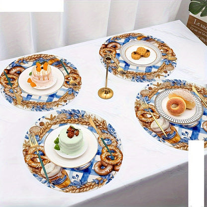 4 Stück runde Holz-Platzsets mit Oktoberfest-Motiven – BreznPlatzSet Oktoberfest 2026