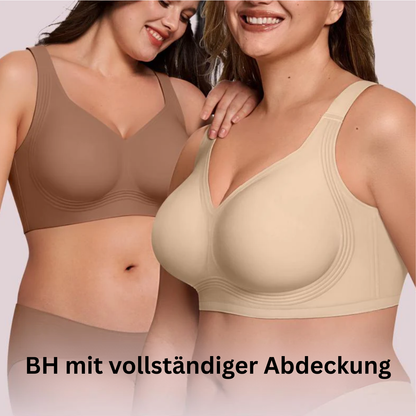 Zwei lächelnde Frauen tragen den BH in Braun und Beige, mit Textbanner zur Abdeckung 7
