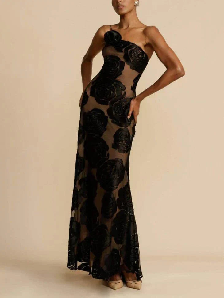 Schulterfreies Maxikleid mit Jacquardmuster – Maila