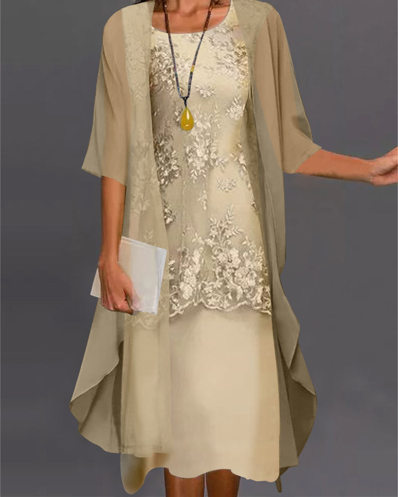 Elegantes Zweiteiliges Chiffonkleid – Viviana Herbstzauber