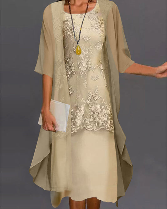 Elegantes Zweiteiliges Chiffonkleid – Viviana Herbstzauber