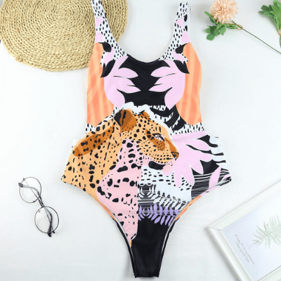 Stylischer Einteiler-Badeanzug mit Animal Print für Damen - WildWelle