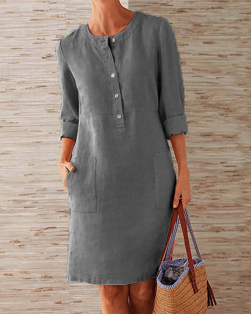Elegantes Herbstkleid mit Knopfleiste – Allegra