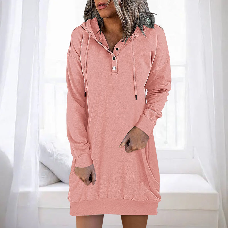 Herbstlicher Minimalistischer Long Damen Hoodie – Valeria