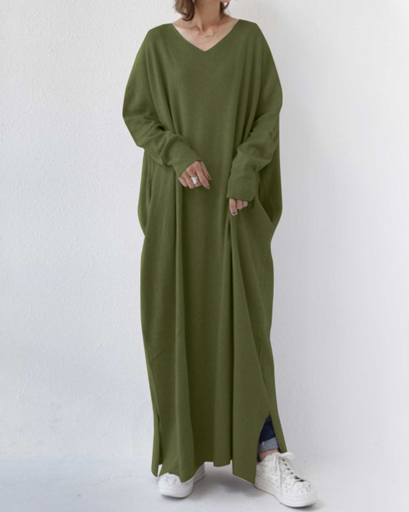 Herbstliches Maxikleid aus Baumwoll-Leinen-Mix – Sorella