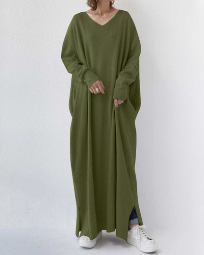 Herbstliches Maxikleid aus Baumwoll-Leinen-Mix – Sorella