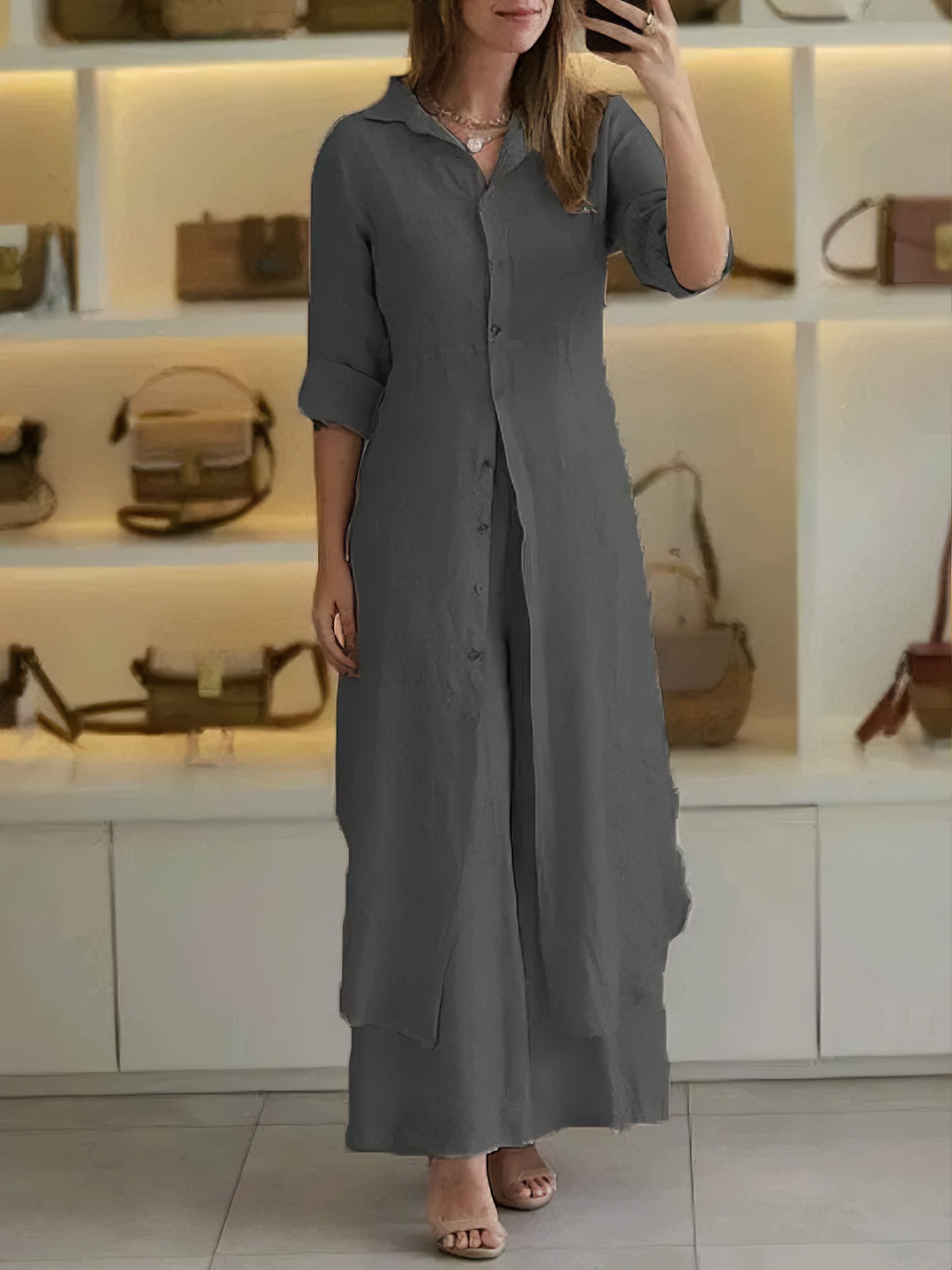 Zweiteiliges Damen Herbst Set aus Leinen – Amaya