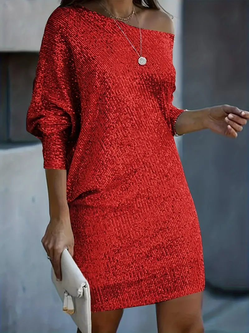Herbstliches Festkleid mit Kontrastpailletten - Seraphina