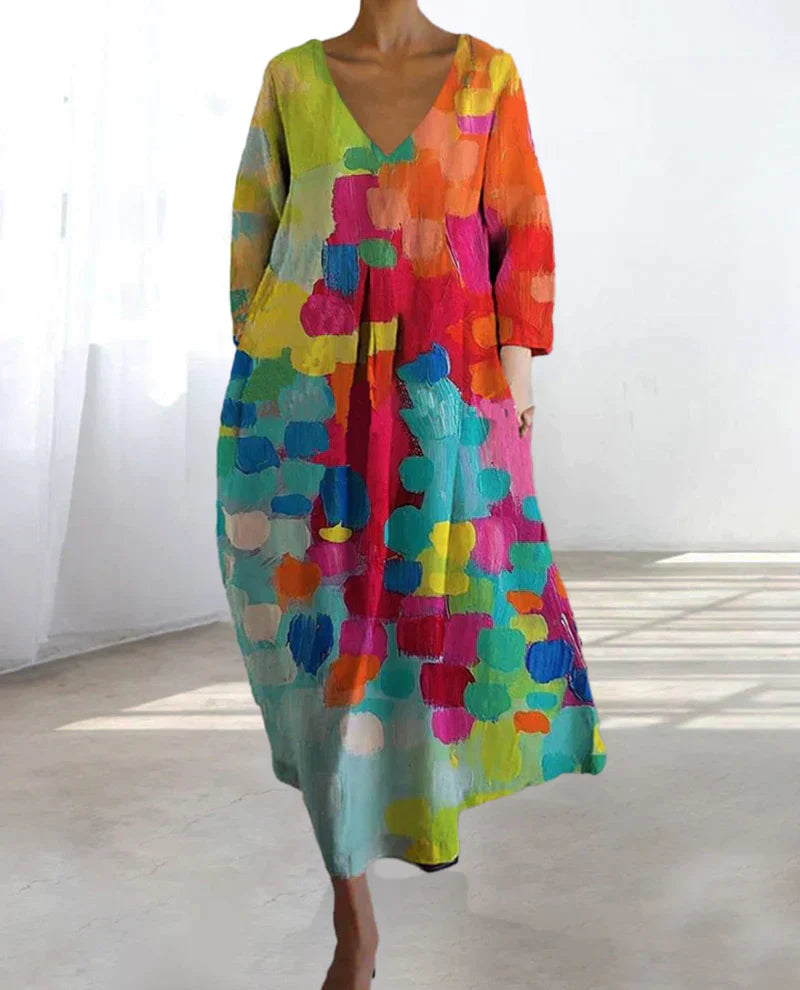 Herbstliches Bunt Bedrucktes Kleid - Yara